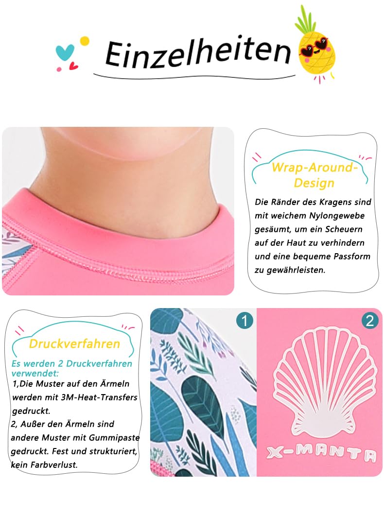 Skyone Wetsuit Kids Shorty Neoprene Thermal Diving Swimsuit 2.5MM for Girls Boys Child Teen Youth Toddler, One Piece Children Rash Guard Swimming Suit UV Protection Sunsuit for Surfing (Girl Pink, S) - Image 3